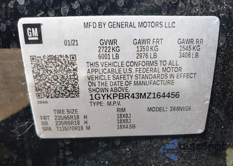 2021 Cadillac Xt6 Awd Luxury из США, поврежденный, VIN 1GYKPBR43MZ164456